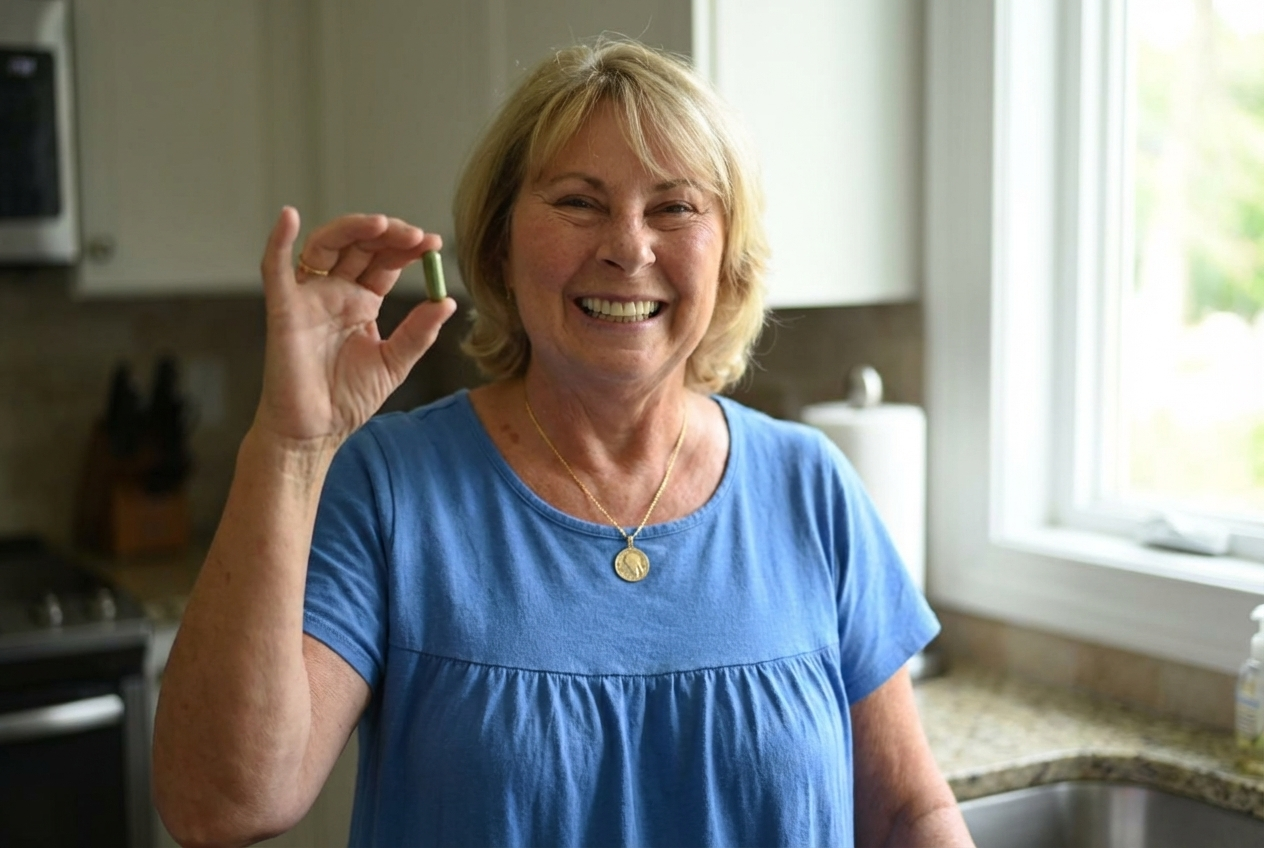Lory holding Zafira Recovery Foundation capsule